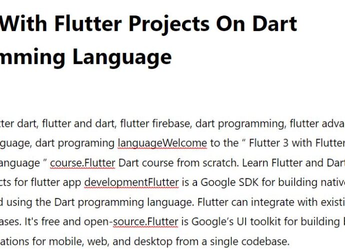 Flutter With Flutter Projects On Dart Programming Language