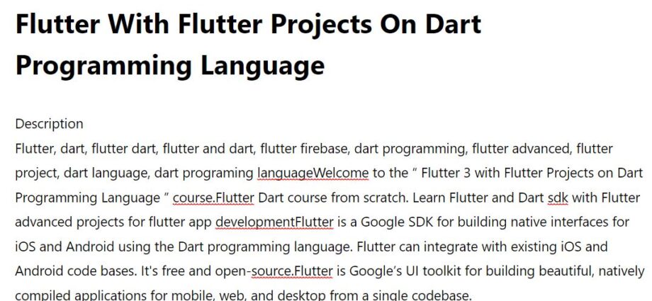 Flutter With Flutter Projects On Dart Programming Language