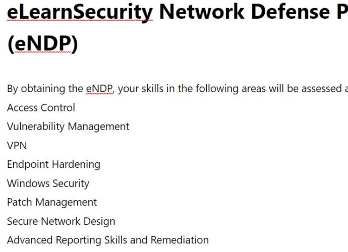 eLearnSecurity Network Defense Professional (eNDP)
